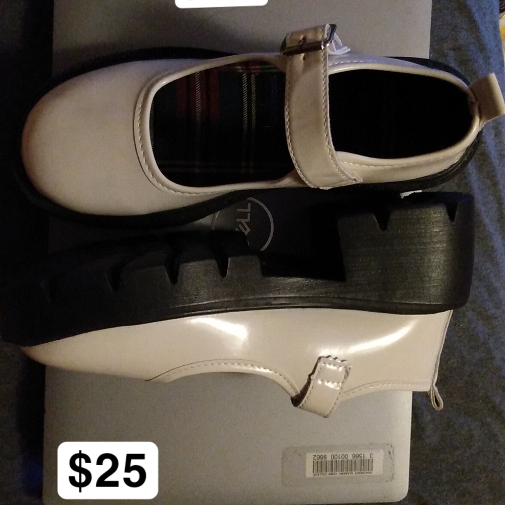 Mary Jane White and Black Platform Shoes